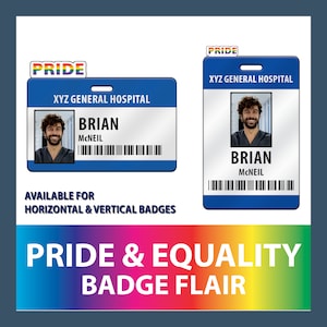 Pride & Equality Badge Buddy Flair / Badge Topper, Rainbow Pride - For Horizontal and Vertical Badges