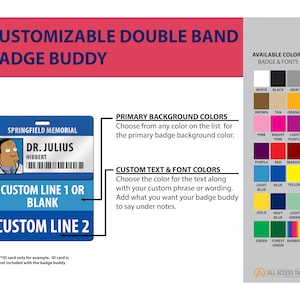 DUBBEL LANG Custom Badge Buddy: plastic kaart Kleur en tekst aanpasbaar