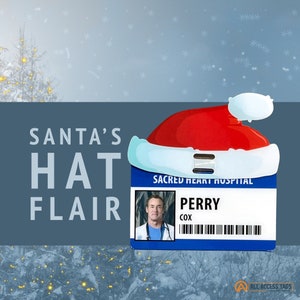 Santa&#39;s Hat Flair / Badge Topper für Plastic Badge Buddy und IDs - Horizontale ID oder Vertikale ID - Santa&#39;s Hat