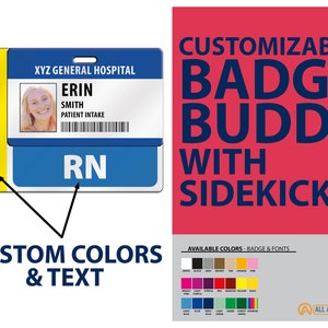 Custom Badge Buddy with Sidekick: plastic kaart, kleur en tekst aanpasbaar