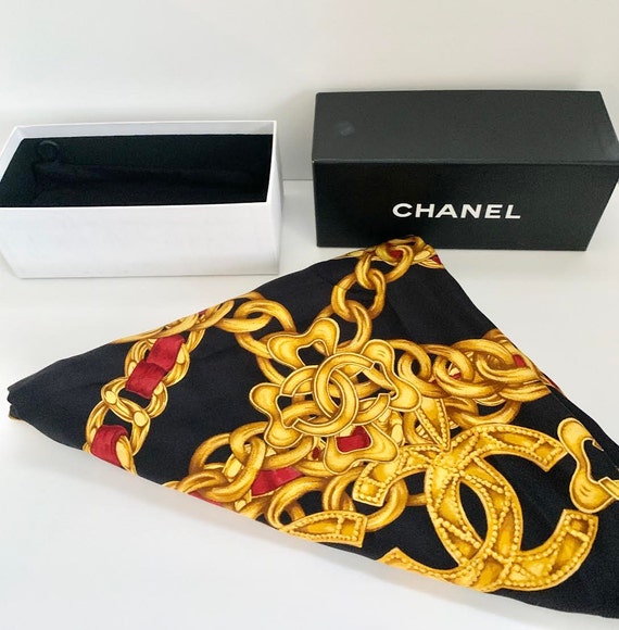 Vintage Chanel Silk Scarf Chanel Silk Muffler Vintage 