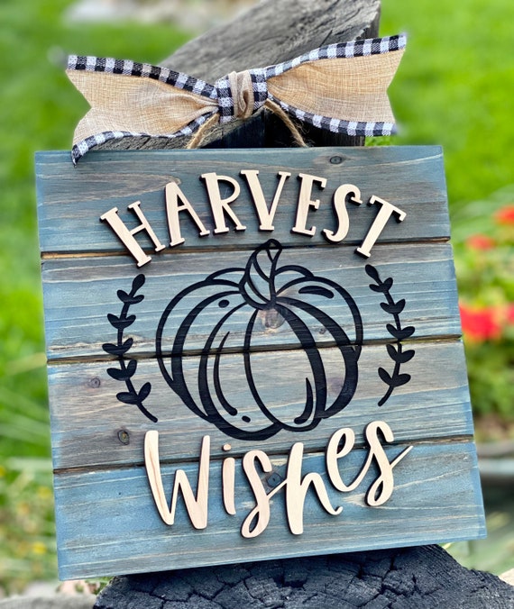 Harvest Wishes, Cedar, Sign