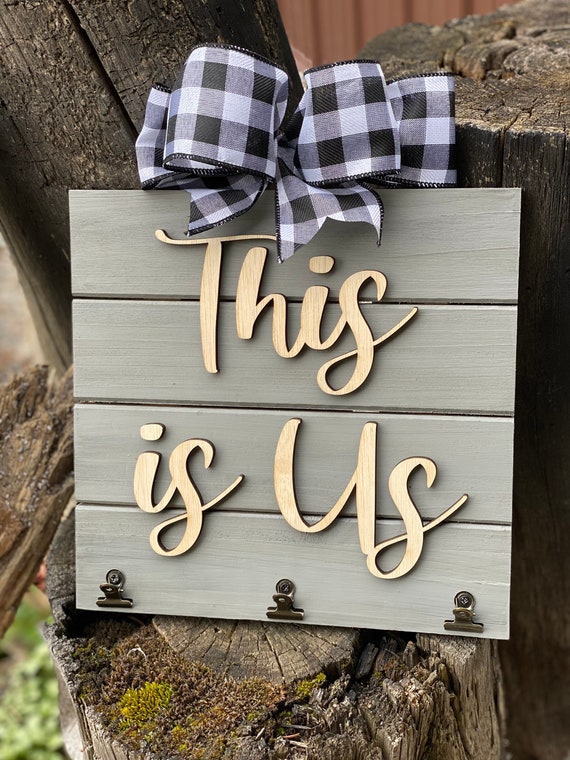 Farmhouse wooden photo holder, This is us 3D wood sign.