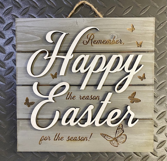 Farmhouse sign, Wood Sign-Happy Easter, Sign, Passover, Easter, 3D Wall Art, Wooden Sign, Reason for the Season, Easter Gift,