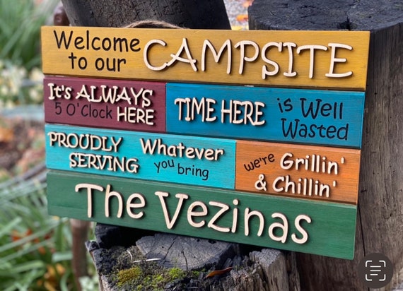 Personalized Campsite rules OR Pool rules sign. Multi colored, choose your colors, customize, unique sign, personal name signs