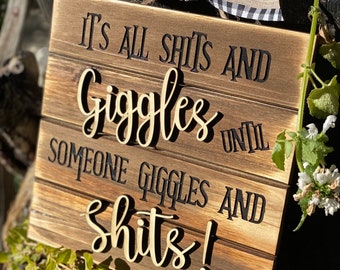 Funny Bathroom Sign, Bathroom Sign Funny, Farmhouse Bathroom Wood Decor, Housewarming Gift, Powder Room Sign, Cedar Wall Art