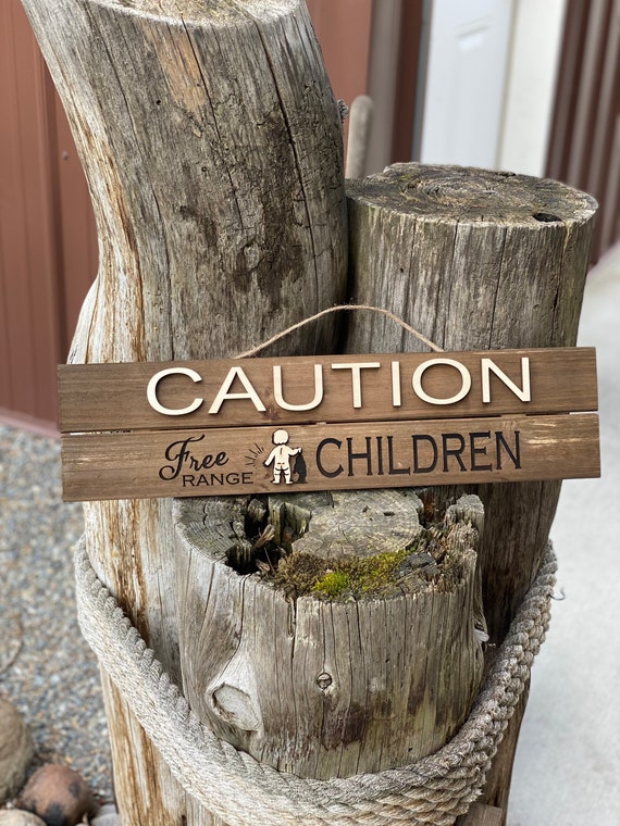 Wood Caution Children Sign, 3dimensional Art, Farm, Wall Art, Farmer, Kids