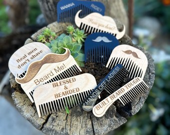 Personalized Beard Comb: Funny Saying, Wooden Mustache Comb