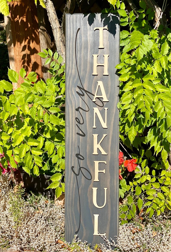 So Very Thankful, Vertical Sign, Porch Sign