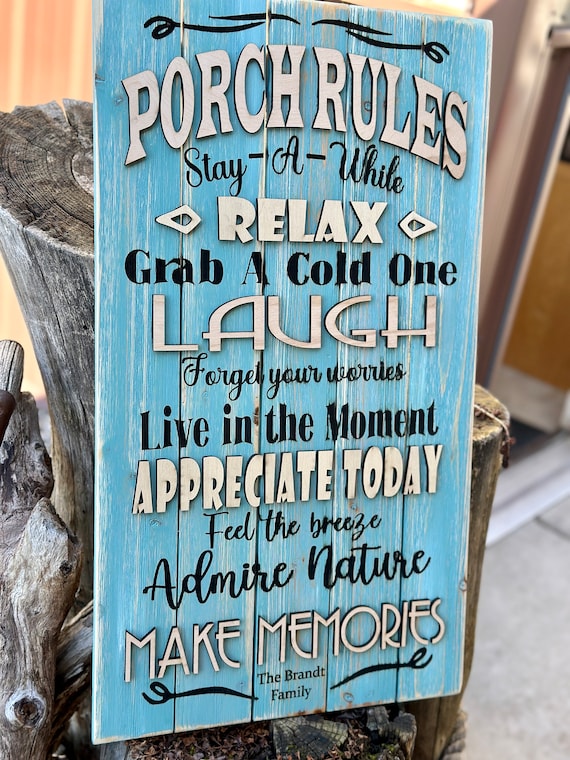 Porch Rules sign, porch sign, outdoor decoration, outdoor decor, yard art