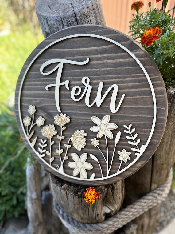 Baby name plaque, Personalized round 18” sign Decoration for baby’s room