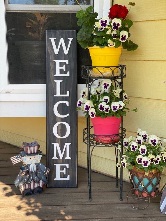 Outdoor Welcome sign, porch leaner or hang, beautiful entryway sign, home decor