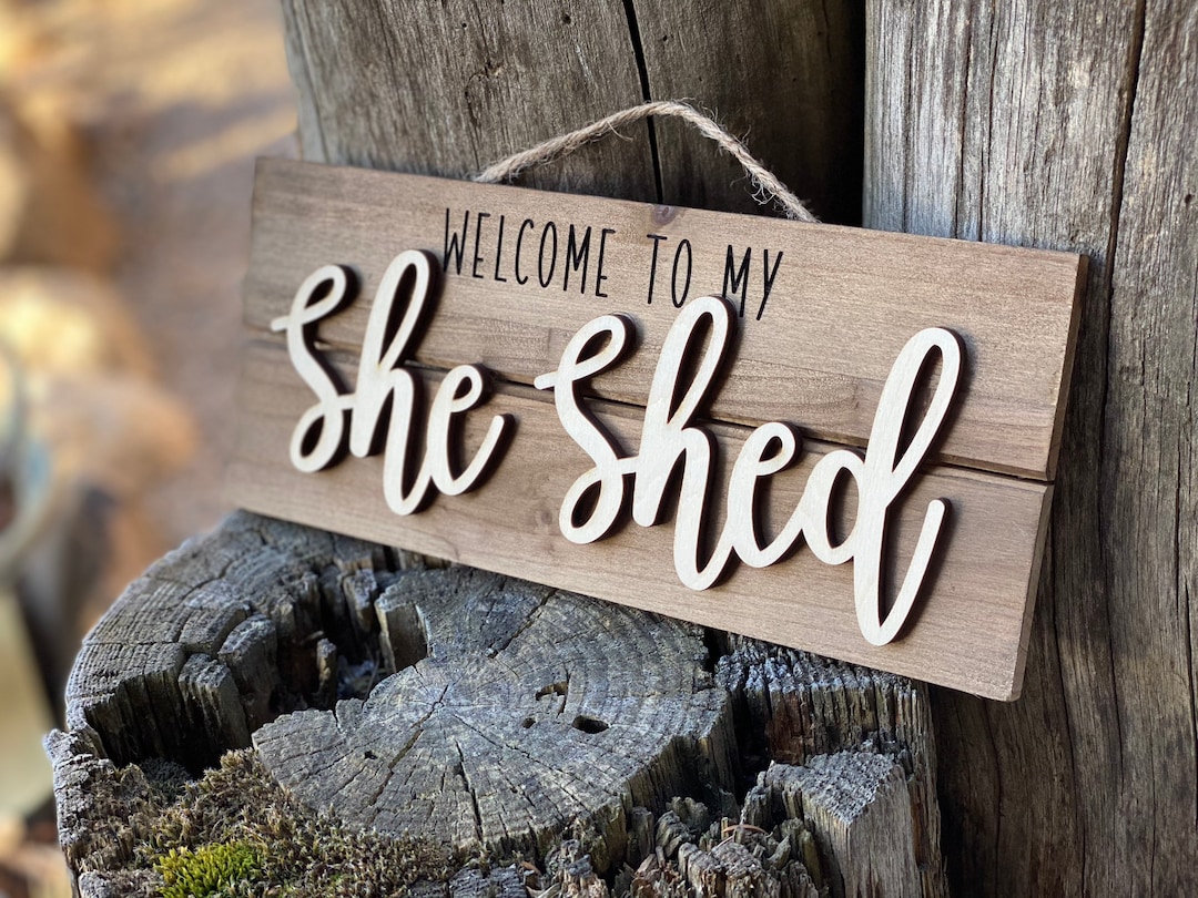 She Lettering She Shed Wood Sign: 3D Lettering, Craft Room Decor - Etsy