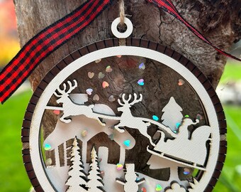 Laser Engraved Christmas Ornament: 3D Wood & Acrylic, Realtor Gift