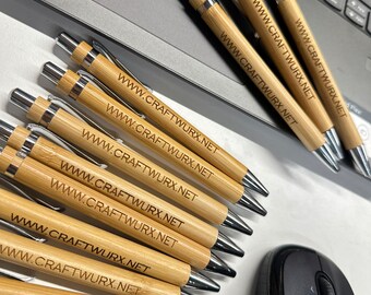 Custom Engraved Bamboo Pens: Business Logo, Website Advertising