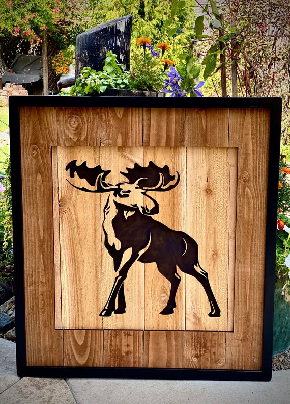 Moose wooden art piece! Moose wall decor, wall art, customizable wood art, bull moose, home decor