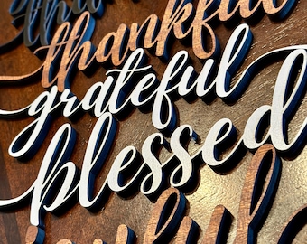 Holiday place markers, tags, plate markers, Thankful, Joyful, Blessed and Grateful
