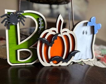 Halloween BOO Shelf Sitters: Spooky Home Decor, Set of 3