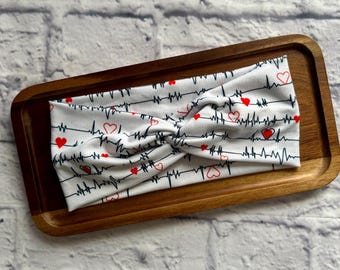 Adult Nurse Heartbeat Stretchy Headband
