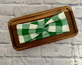 St Patrick’s Day Green and White Plaid Adult Stretchy Headband