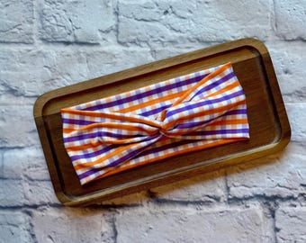Adult Purple Orange White Halloween   Twist Stretchy Headband