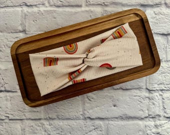 Tan Retro Rainbow Adult Stretchy Headband