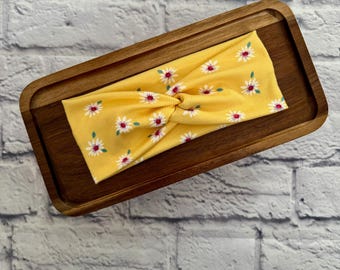 Yellow Daisy Adult Ribbed Stretchy Headband