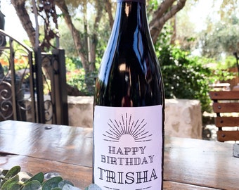 Wine Label 'Happy Birthday' Custom