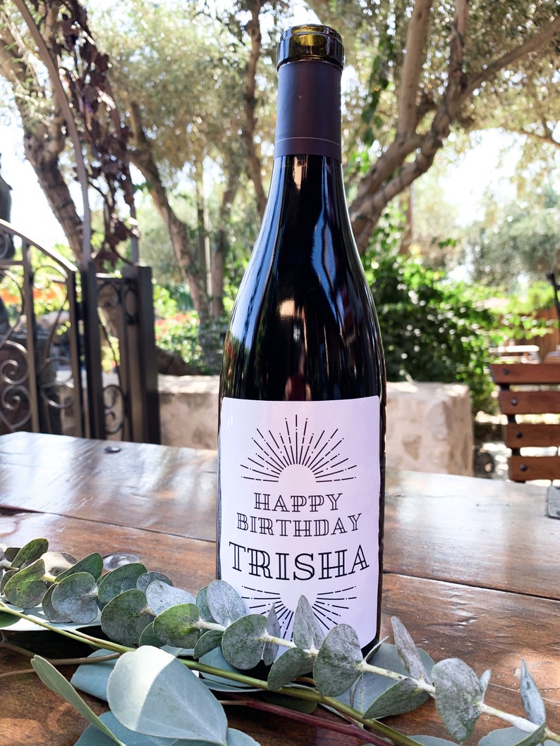 Wine Label /'Happy Birthday/' Custom