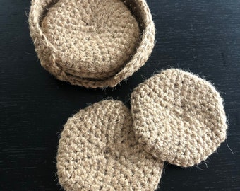 Crochet Coaster Pattern: Easy Jute Coasters & Case (PDF Pattern)