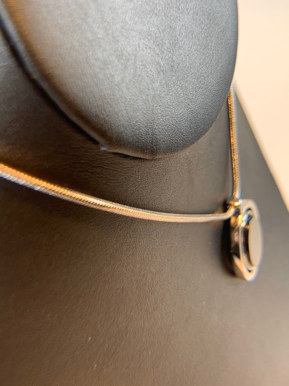 Vintage black and silver diamond pendant necklace… - image 2