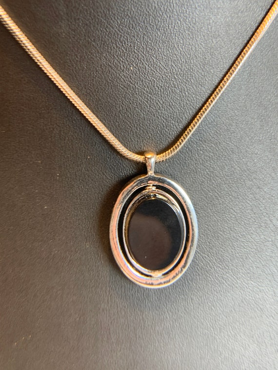 Vintage black and silver diamond pendant necklace… - image 1