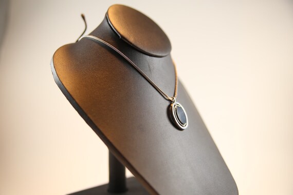 Vintage black and silver diamond pendant necklace… - image 7