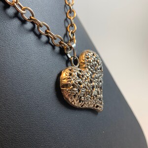 Vintage Heart Pendant Silver Chain Necklace