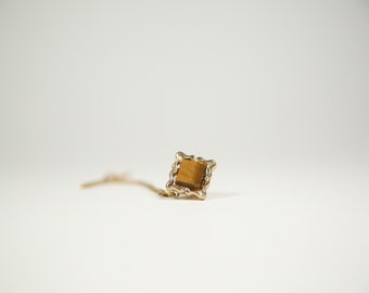 Vintage amber tie pin with chain, vintage tie pin, tie pin