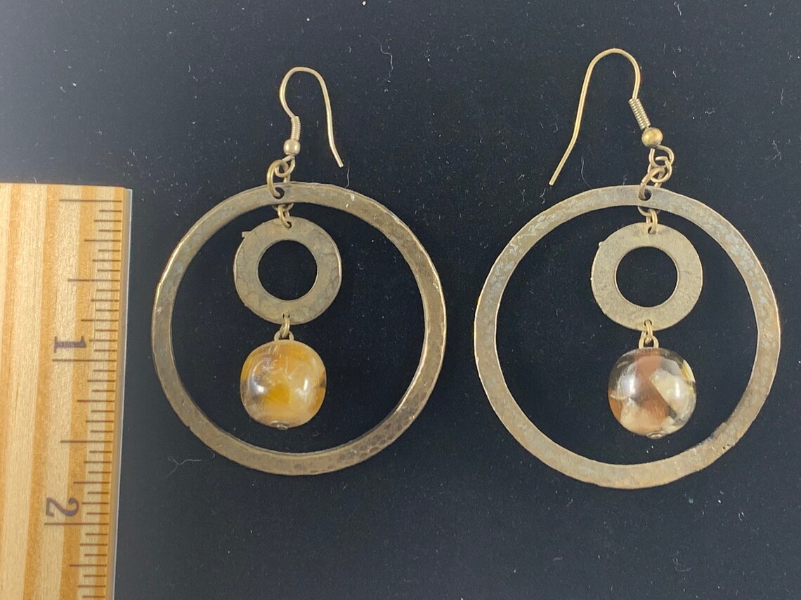 Vintage Bronze Dangle Earrings Bronze Earrings Dangle Etsy