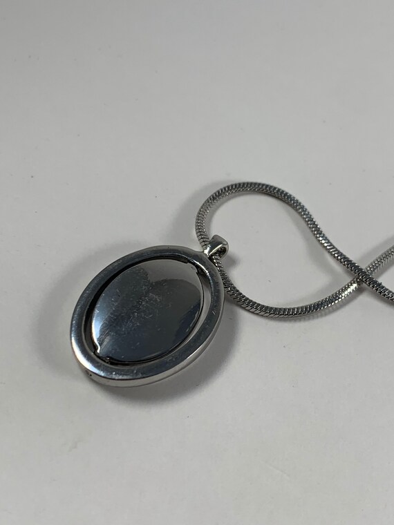Vintage black and silver diamond pendant necklace… - image 4