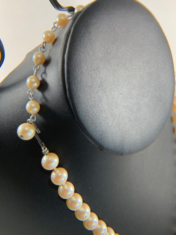 Vintage pearl beaded necklace. Pearl necklace. Pe… - image 5