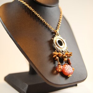 Vintage Gold bohemian pendant chain necklace with dangling beads