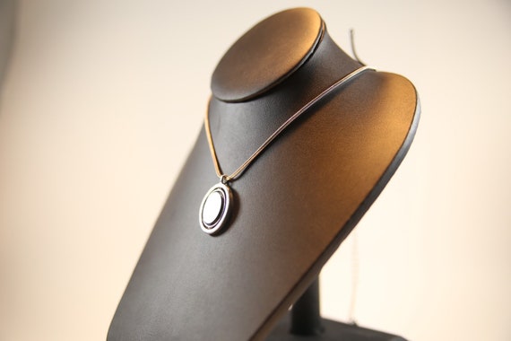 Vintage black and silver diamond pendant necklace… - image 5