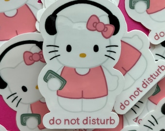 Pegatina de auriculares de gatito: Calcomanía impermeable kawaii para portátil