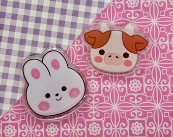Kawaii dieren acrylclips - decoratief, dubbelzijdig, helder, bindmiddel, chip