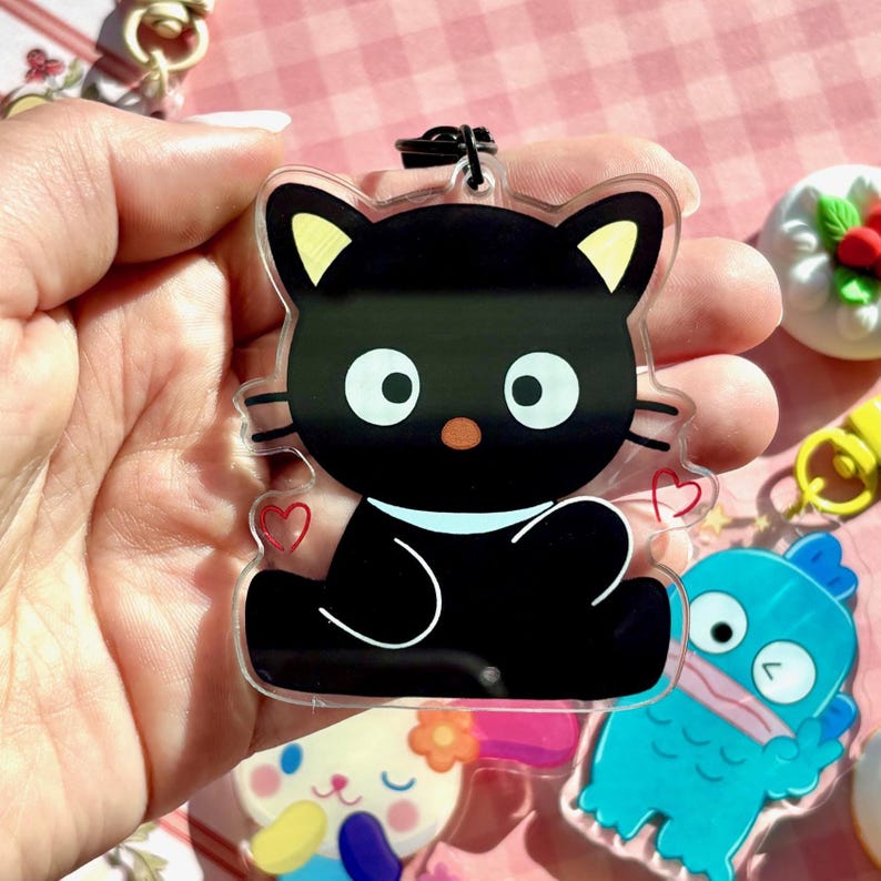 Sanri Acrylic Phone Charm | Kawaii Keychain with Clasp chocco cat