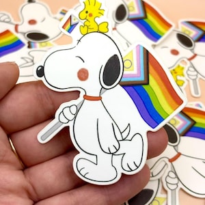 White Dog Pride Sticker: Snoopi Peanuts Vinyl Decal