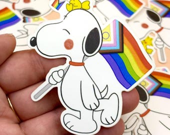 Weißer Hund Pride Aufkleber: Snoopi Peanuts Vinyl Aufkleber