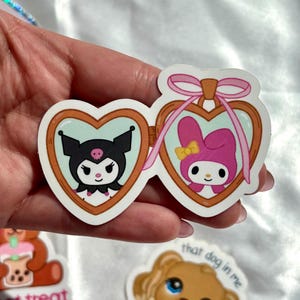 Pink and Emo Bunny Heart Locket | Kawaii Kitty Laptop Sticker, Cute Waterproof Sticker, Girly Sticker, Best Friend Gift, Water Bottle Decal