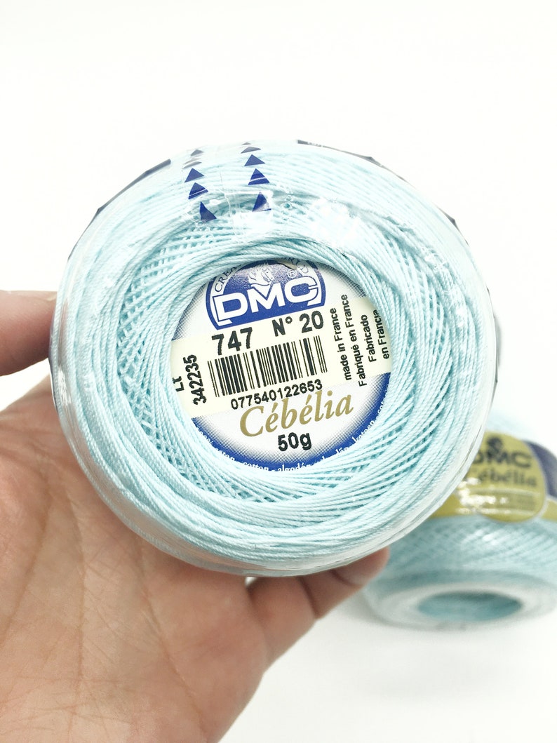 DMC 747 Light Blue Cebelia Size 20 Crochet Tatting Thread Bead Crochet