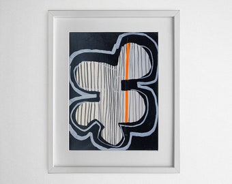 Blooming Lines - Original painting on paper Din A3, abstract picture, signed unique piece, acrylic paint on paper, with or without frame