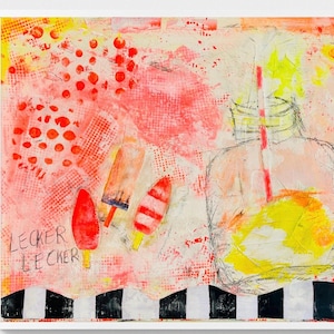 Lecker Lecker - Gemälde, 100x75 cm, Acrylmalerei, Streetart, Boho, Originalgemälde, handgemaltes Bild, Acrylbild, moderne Kunst Wanddeko