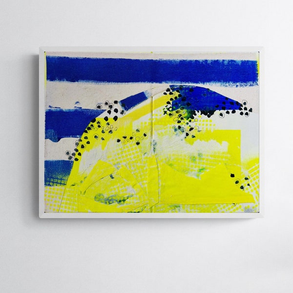 BEACHLIFE, abstrakt Kunst Leinwand Malerei, Gemälde, MIT Schattenfugenrahmen, Original, moderne Kunst, Dyptichon 30 x 40 cm